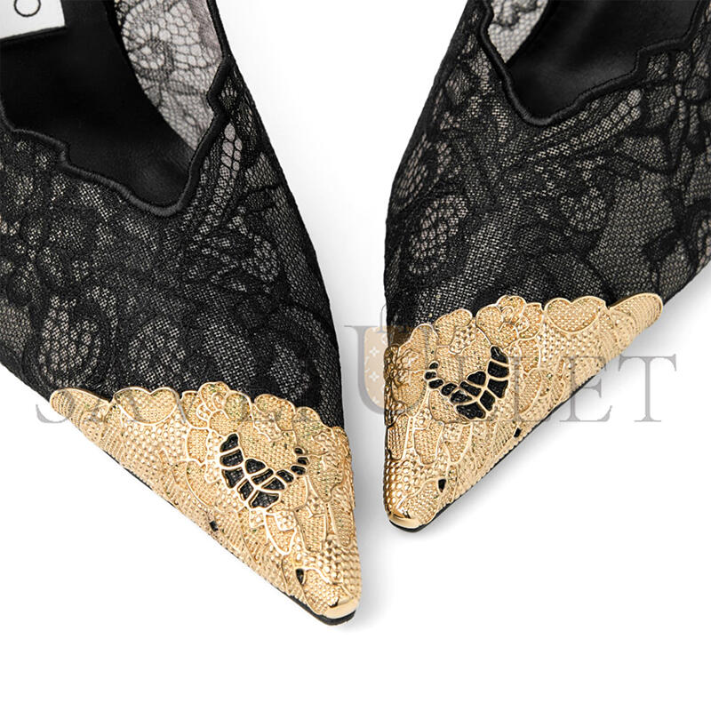 jimmychoo black J1m*y Ch00 lace pumps with metal lace detail faiz100fyz